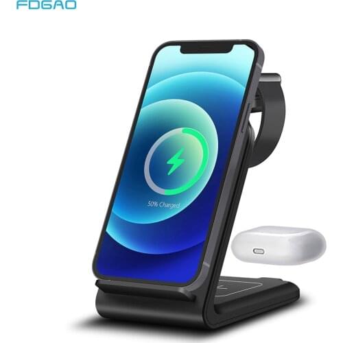 15W Fast Wireless Charger 4 in 1 Qi Charging Dock Station For iPhone 12 11 Pro XS MAX XR X 8 Apple Watch 6 5 4 3 AirPods Pro USB