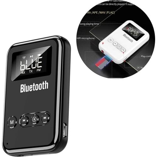 Bluetooth 5.0 Adapter Transmitter Receiver for TV PC, FM Wireless 300mAh Low Latency for Car Home Support TF Card