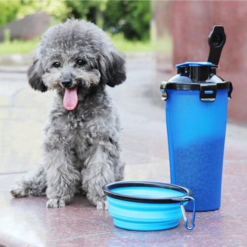 New Travel Cup 2 in 1 Dog Drinking Water Bottle Foldable Bowl Pet Outdoor Food Container Travel Dog Feeder Cup hot