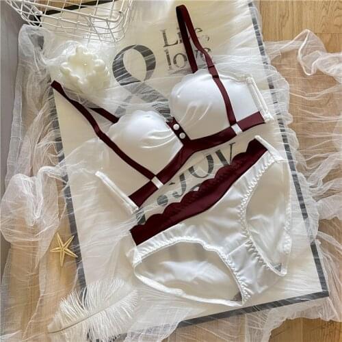 B cup non-marking underwear feminine wirefree bra gathered anti-sagging adjustable lingerie with panty breathable bra set