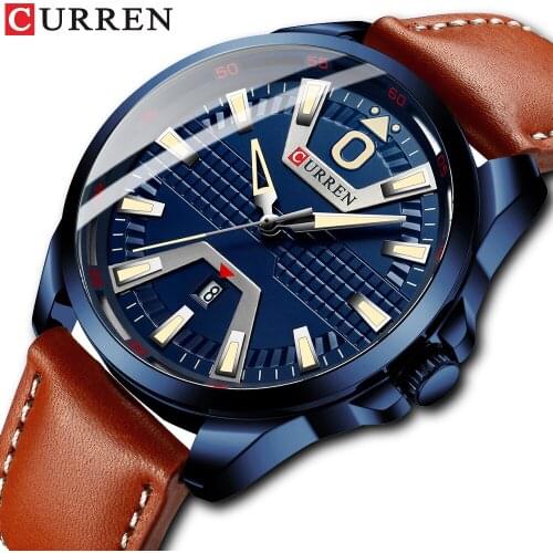 Watches Mens 2021 CURREN Casual Leather Quartz Mens Watch Top Brand Luxury Business Clock Male Sport Waterproof Date Luminous