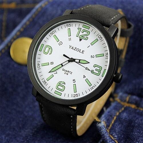 YAZOLE Watch Men Luminous Man Clock Fashion Quartz WatchTop Brand Luxury Leather strap Wristwatch Reloj Hombre Relogio Masculino