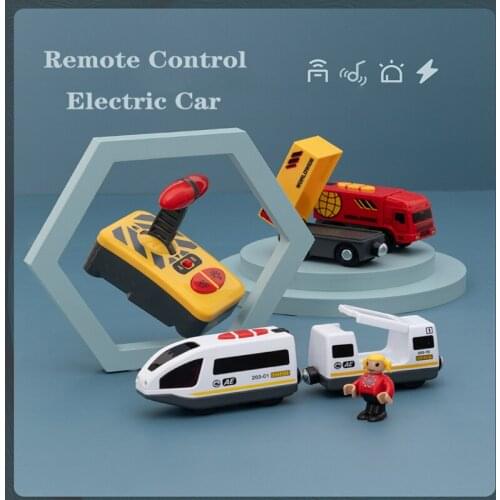 Wood RC Electric Magnetic Railway Toys with Light and Sound Compatible with Thom Wooden Tracks Rail Car Toys for Children Gifts