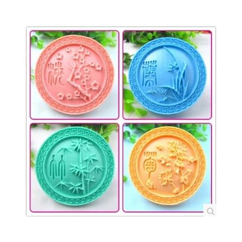 Soap Mold Cake Decoration Cake Mold Manual Soap Mold Fondant Tools Plum Orchid, Bamboo and Chrysanthemum Silicone Moulds PRZY