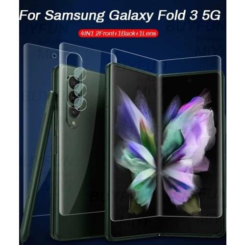1-to-4 hydrogel film for samsung galaxy z fold 3 back front screen protectors not glass sumsung zfold3 z fold3 camera lens film