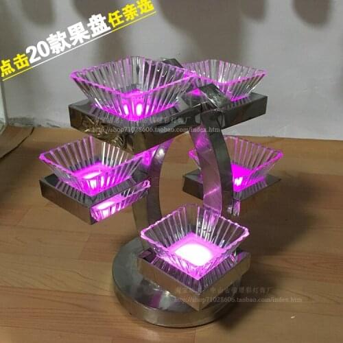 Customized luminous stainless steel fruit plate bar KTV snack plate creative luminous charging plate free shipping