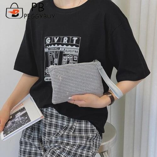 Fashion Women Rhinestone Wristlet Bag Ladies Glitter Evening Pouch Small Wallet Wristlets Prom Purse Ladies Evening Bag