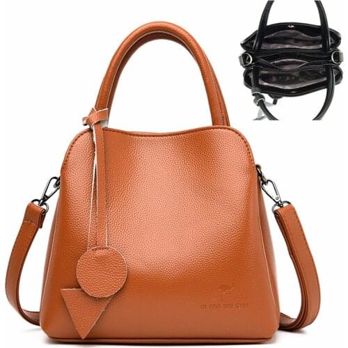New 3 Main Pocket Leather Luxury Handbags Women Bags Designer Female Croosbody Bags For Women Small Casual Tote Bag Sac A Main