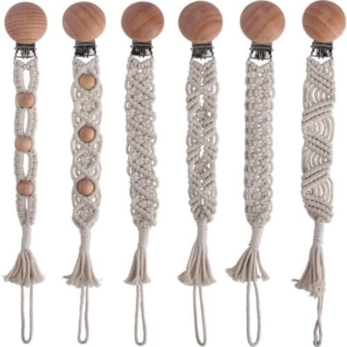 Crochet Pacifier Clip Chain Woven Cotton Rope BPA-free DIY Dummy Nipple Holder Soother Baby Teething Chewable Toys Shower G99C