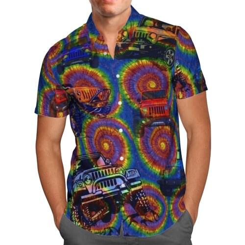 Love Car Breathable 3D Printed Summer Hawaiian Shirts Short Sleeve Button Casual Beach Aloha Shirt Plus Size Chemise Homme