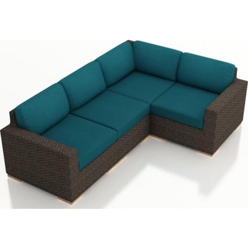 All Weather Living Room Furniture 4 Piece Patio Wicker Corner Sectional Set