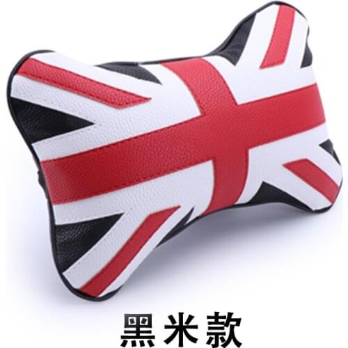 MIN Neck Pillow Pu Leather Head Support Protector Black Union Jack Flag Backrest Cervical Spine Cushion Easy Install and Clean