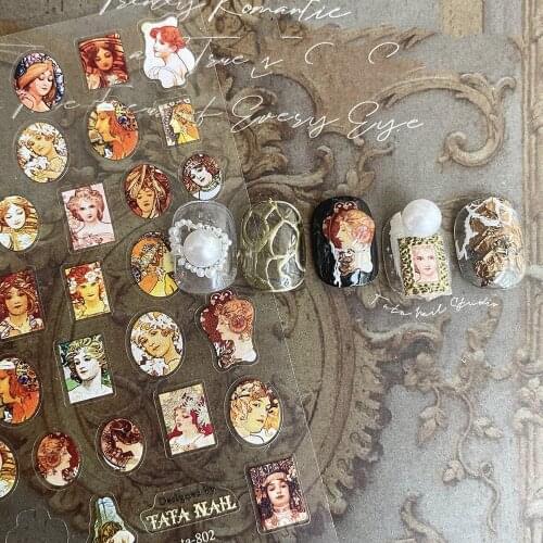 1 sheet Boho Style Nail Sticker Retro Fashion Classic Pattern Girl Manicure Decoration DIY Nair Art Accessories