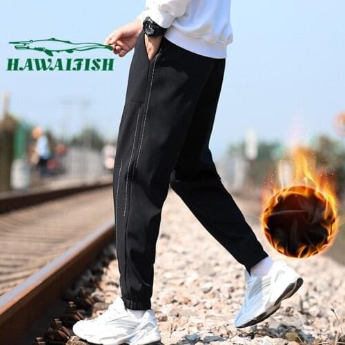 2021 spring mens new plus velvet casual trousers mens solid color sports casual pants youth loose pants