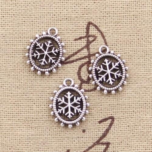 30pcs Charms Snow Snowflake 15x12mm Antique Silver Color Plated Pendants Making DIY Handmade Tibetan Silver Color Jewelry