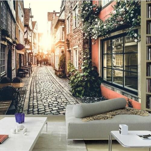 Custom 3D Photo Wallpaper European Retro Town Streetscape Large Wall Painting Cafe Living Room Backdrop Wallpaper Murals Wall
