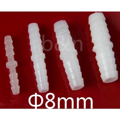8mm dia. Plastic Barbed Straight fitting Quick twist Equal connector, silicone tube hose connector tube adapter barb joint