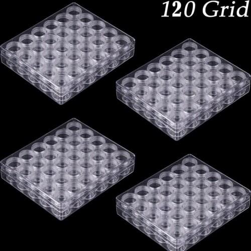 30/60/90/120 Slots Adjustable Transparent Diamond Painting Accessory Tools Jewelry Storage Box Case Cross Stitch Tools Organize