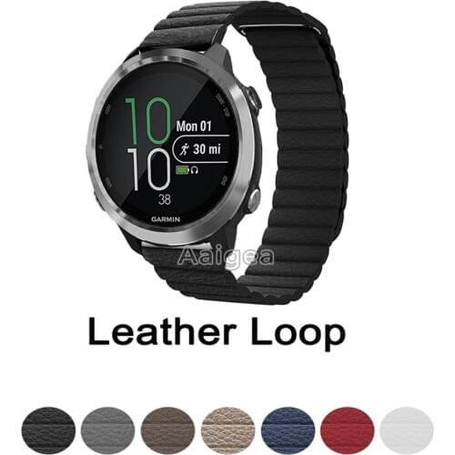 Genuine Leather Loop Magnetic Band Strap For Garmin Forerunner 645 Music Smart Watch Closure Buckle Wristband Bracelet watchband
