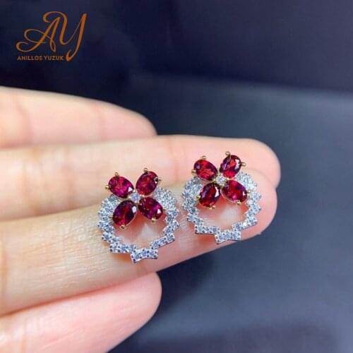 Anillos Yuzuk Luxury Crystal Red Zircon Stud Earrings Simple 925 Sterling Silver Earrings For Women Vintage Earrings Wholesale
