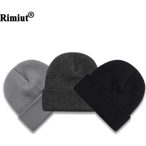 Rimiut Knitted Warm Beanies Winter Autumn Hats Solid Adult Warm Thick Bucket Hat Women Men Winter Accessories Wholesale