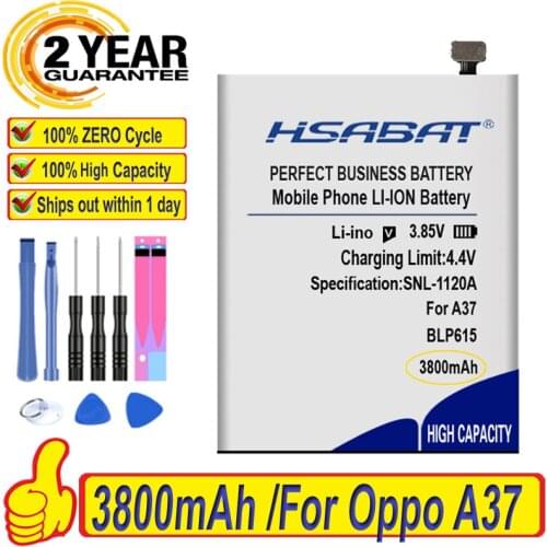 Top Brand 100% New 3800mAh BLP615 Battery for Oppo A37 Batteries + free tools