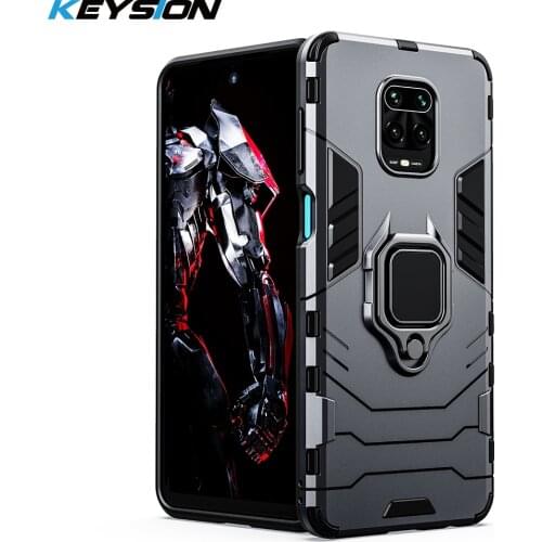 KEYSION Shockproof Armor Case for Xiaomi Redmi Note 9s Ring Stand Silicone Back Phone Cover for Redmi Note 9 Pro Max 8 Pro 8T 8A