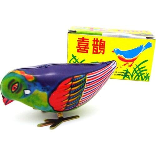 1pcs Vintage Wind-Up Magpie Bird Pecking Tin Toys For Children Mechanical Toy For Kids