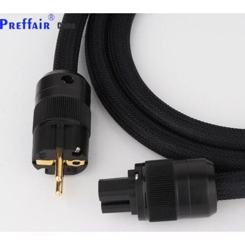 High-end power cord Professional power cord Powercord AC power cord, 14mm cable with gold plated Schuko plug IEC 078 IEC plug