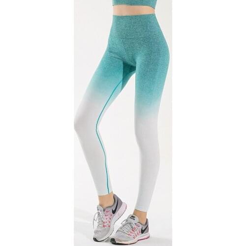 Women Yoga Pants Fashion Gradient Fitness Yoga Leggings High Waist Breathable Workout Sport Leggings Running Leggings Women