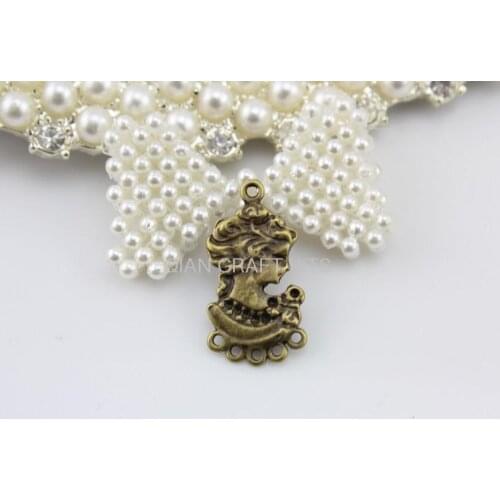 12pcs antique bronze ornate silhouette victorian vintage zinc alloy bezel charm pendant for diy 29X16mm lead and nickle free