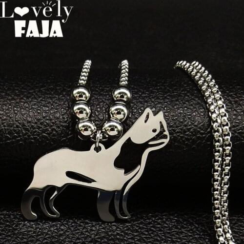 2021 Fashion Long Cat Stainless Steel Necklaces for Women Silver Color Necklaces & Pendants Jewelry gargantilla N18594S01