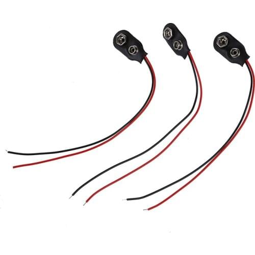 3 Pcs I Type Faux Leather Shell 9V 9 Volt Battery Clip Connector Cable Promotion