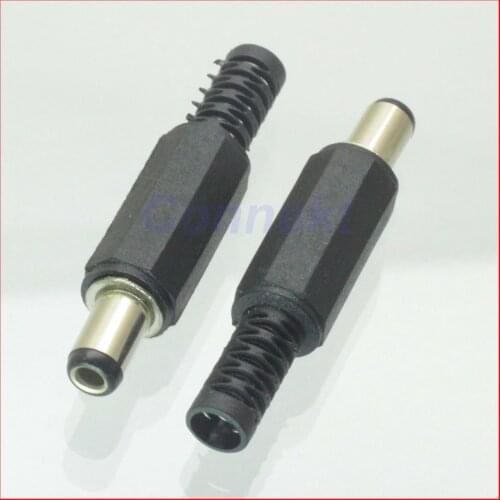 50pcs DC Power Male plug Connector 5.5mm x 2.5mm Adapter Plastic Handle Black Head