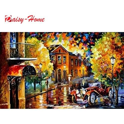 5D Diamond Painting Street Full Square&Round Diamond Embroidery Landscape Mosaic Rhinestone Pictures Home Decoration