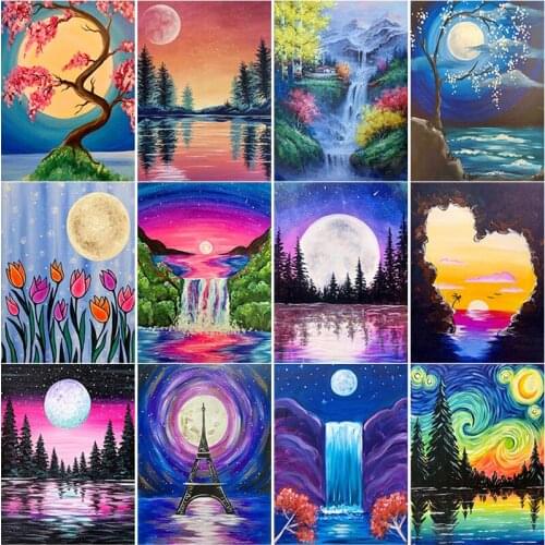 New 5D DIY Diamond Painting Sunset Diamond Embroidery Landscape Cross Stitch Crafts Full Square Round Drill Home Decor Art Gift