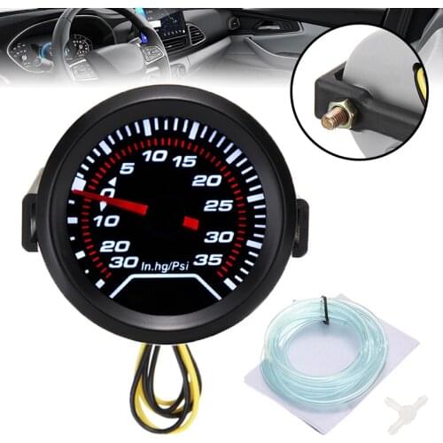 1set 2 Inch 52mm Car Blue Auto LED Turbo Boost Gauge 12V 35 PSI Vacuum Pressure Meter Smoke Tint Surface With Holder