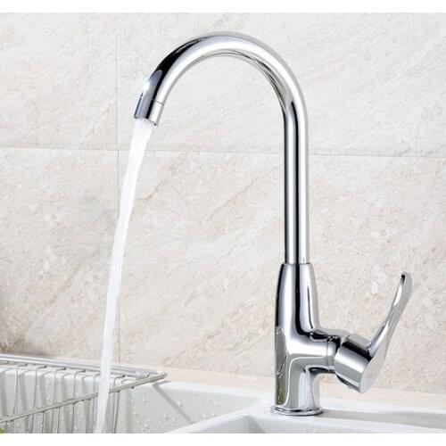 Free Shipping Chrome Single Handle Kitchen Faucet Cold and hot Water Faucet Deck Mounted Brass Kitchen Taps Dona1153
