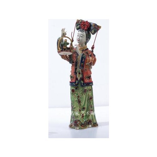 Rich bird ancient beauty Palace beauty Shiwan doll porcelain Linnaihe Chinese style living room porch club accessories