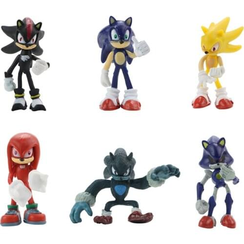 6Pcs/Set Sonic Figures Toy Pvc Toy Sonic Shadow Tails Characters Figure Dr Eggman Shadow For Children Animals Toys Set 3 style