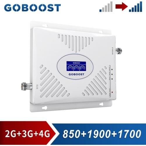 GOBOOST CDMA 850 PCS 1900 AWS 1700 MHz Tri Band Signal Booster 2g 3g 4g Cellular Amplifier Band 5 Band 4 Band 2 Repeater