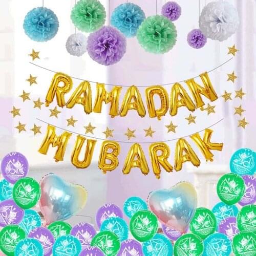 Eid Mubarak Decor Ballon Star Moon Foil Balloons Set Ramadan Kareem Decoration Accessories Home Party Supplie House Decoration