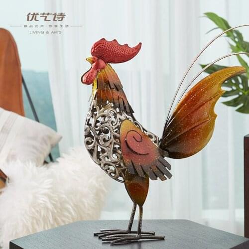 Delicate Iron Rooster Ornaments Creative Home Living Room TV Cabinet Zodiac Ornaments Shop Opening Decorations Gift Figurines