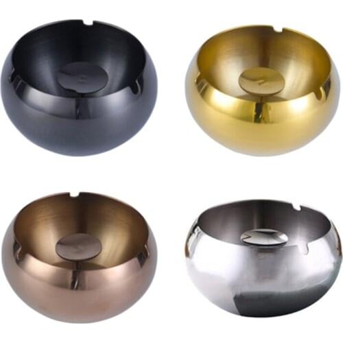 Creative Modern Stainless Steel Ashtray Bowl Outdoor Windproof Metal Smoke Cigarette Tray Holder Box for Patio Home