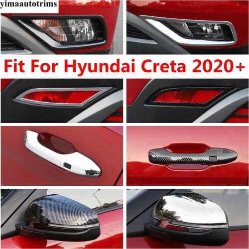 ABS Chrome Accessories For Hyundai Creta 2020 2021 Rearview Mirror Cap Front Rear Bumper Fog Lights Lamp Door Handle Cover Trim