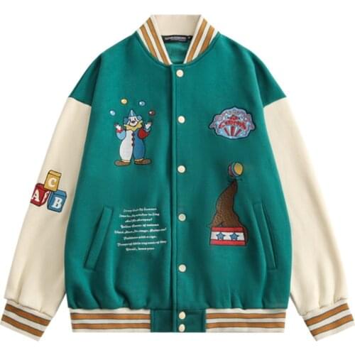 Embroidery Womens Baseball Bomber Jacket Uniform Autumn Winter Unisex Couple Coat Boyfriend Style Varsity Clothes Fleece Warm