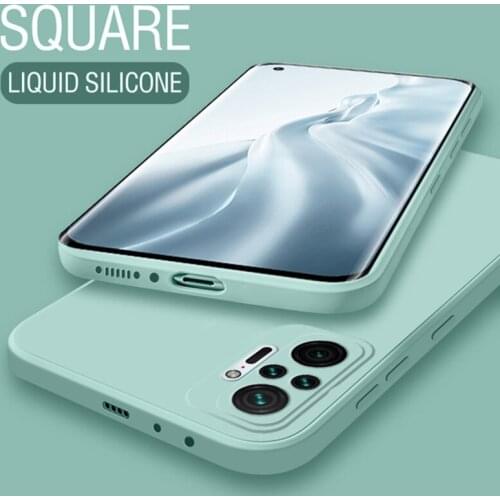 For Xiaomi Redmi Note 10 9 8 7 Pro 9S Redmi K40 K20 9A Mi 11 10 10T Pro Lite 9 SE Poco F3 Square Liquid Silicone Case Soft Cover