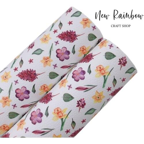 New Rainbow 22X30cm A4 Voilet Lavender Flowers Litchi Faux Leatherette Sheet For Making Bows, Earrings, Accessories