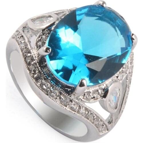 SHUNXUNZE fashion charms Engagement wedding rings for men and Noble Generous women Blue Cubic Zirconia Rhodium Plated R382 R382G