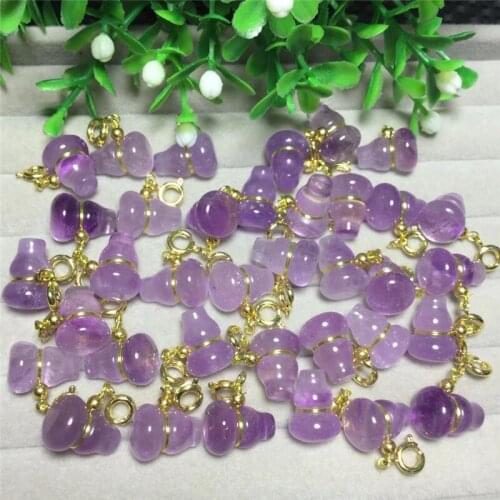 Natural Amethyst gourd pendant quartz crystal hand carved Strawberry diy jewelry necklaces accessories